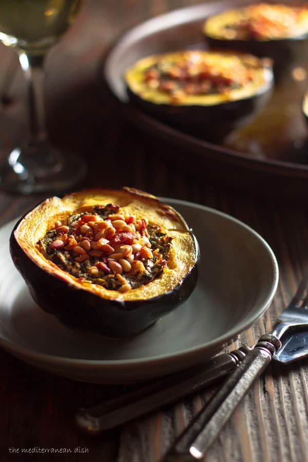 Stuffed Acorn Squash Recipe with Spinach, Cheese and Pancetta | The ...