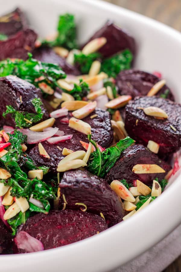Roasted Beet Salad With Kale and Almonds | The Mediterranean Dish