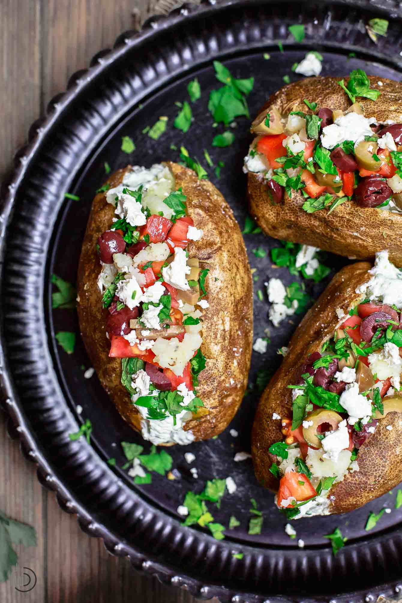 Mediterranean Loaded Baked Potato Recipe | The Mediterranean Dish