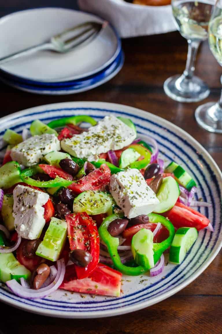 The Real Deal Greek Salad Recipe Traditional The Mediterranean Dish