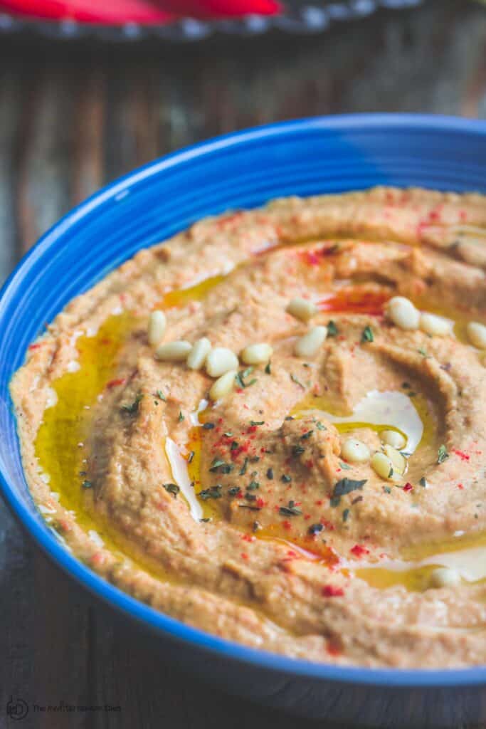 Roasted Red Pepper Hummus Recipe | The Mediterranean Dish