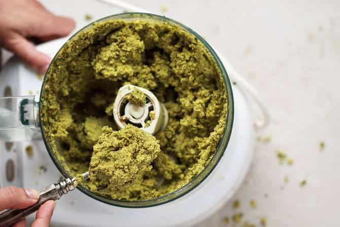 Falafel mixture in food processor