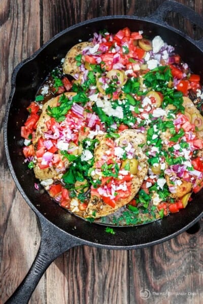 One-Skillet Mediterranean Chicken Recipe | The Mediterranean Dish