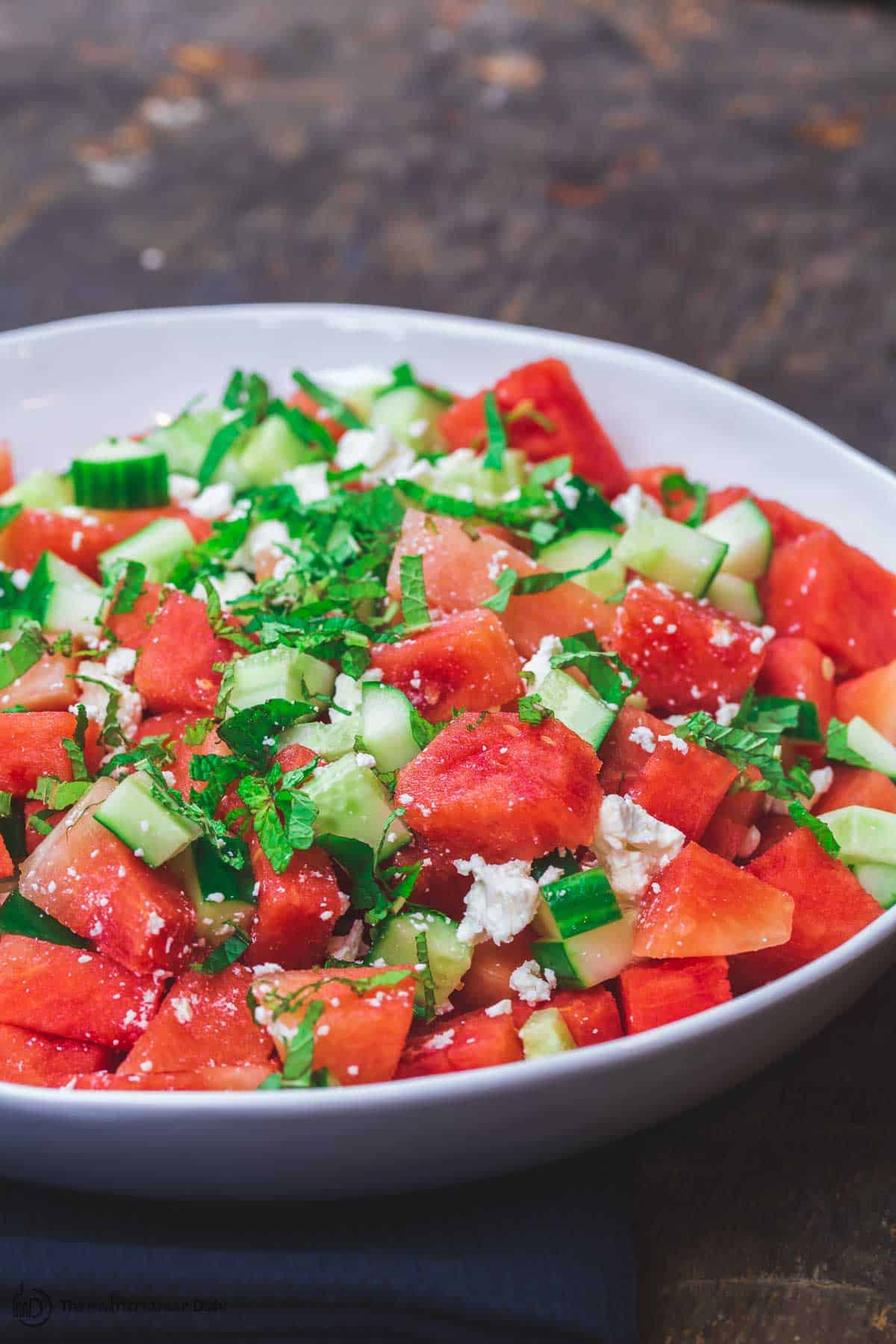 Watermelon Salad with Cucumber and Feta | The Mediterranean Dish