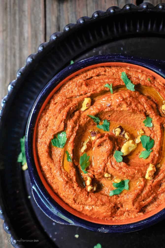 Muhammara Recipe (Roasted Red Pepper Dip) The