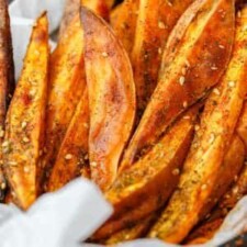 Mediterranean Air Fried Japanese Sweet Potato Fries with Yogurt