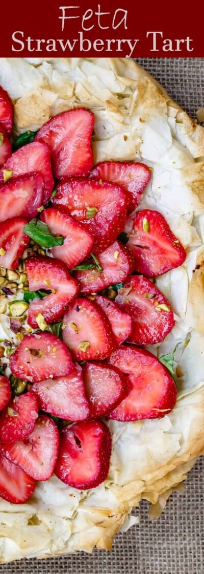 Feta Strawberry Tart with Fillo (Phyllo) Crust | The Mediterranean Dish