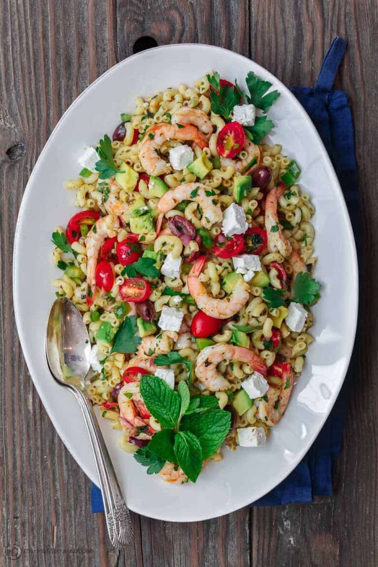 Shrimp Avocado Mediterranean Pasta Salad The Mediterranean Dish 0176