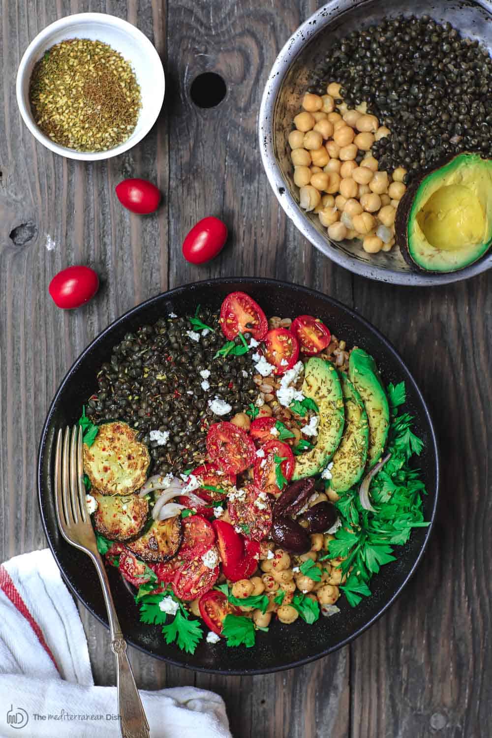 Mediterranean Grain Bowls Recipe With Lentils And Chickpeas | The ...