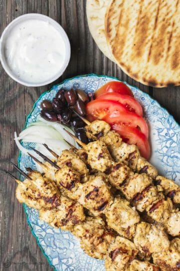 Greek Chicken Souvlaki Recipe with Tzatziki | The Mediterranean Dish