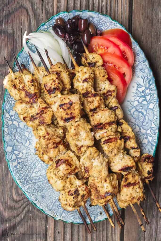 Greek Chicken Souvlaki Recipe With Tzatziki The Mediterranean Dish