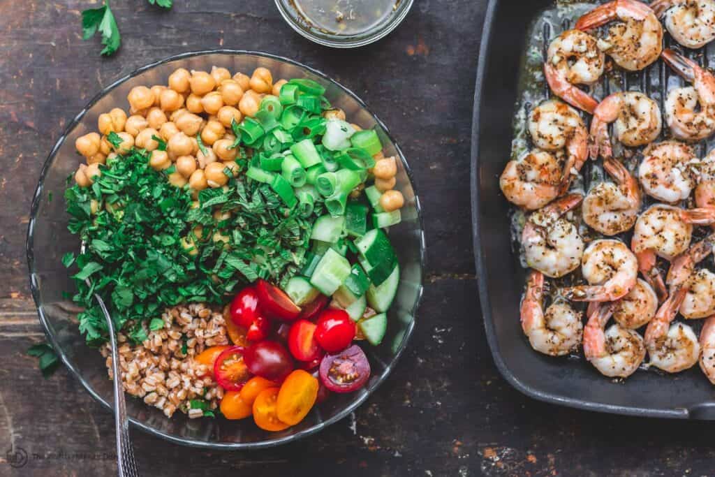 Mediterranean Chickpea Farro Salad with Shrimp The Mediterranean Dish