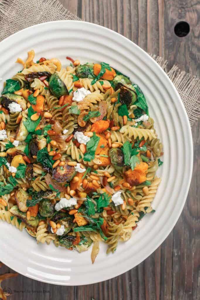 Fall Rotini Pasta w/ Butternut Squash and Brussels sprouts | The