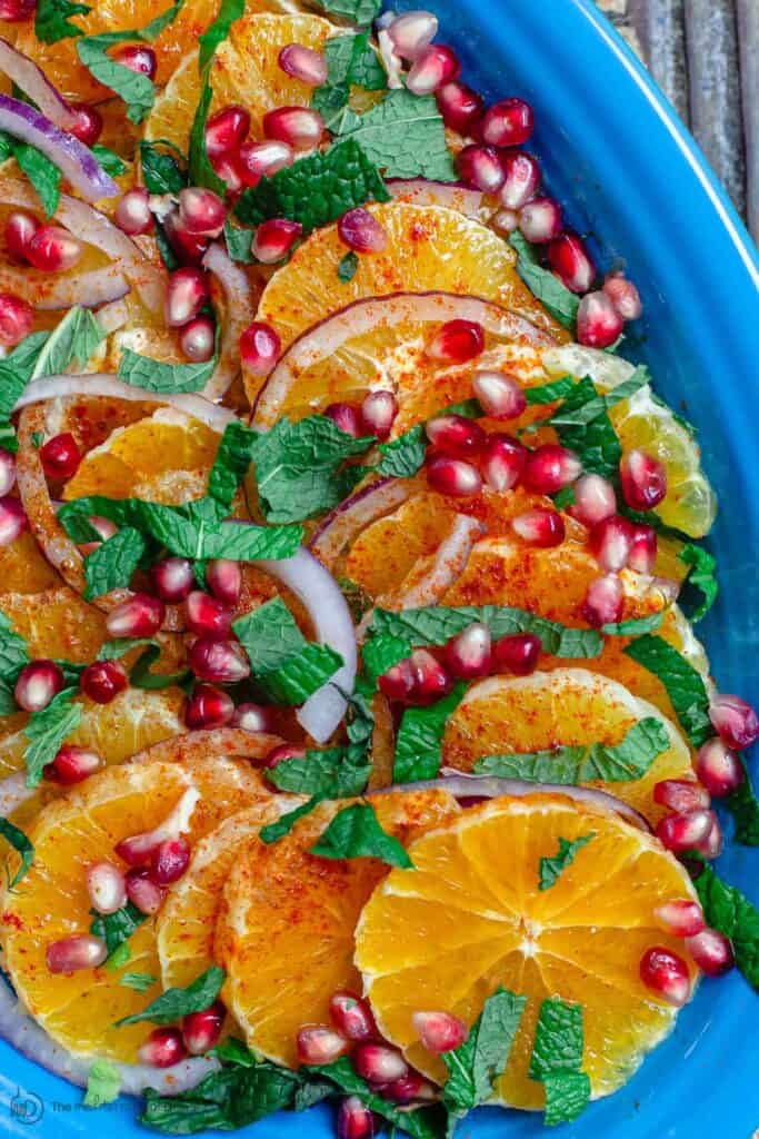 Simple Mediterranean Orange Salad with Pomegrantes and Mint