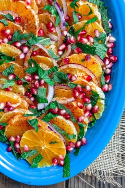 Simple Mediterranean Orange Salad with Pomegrantes and Mint