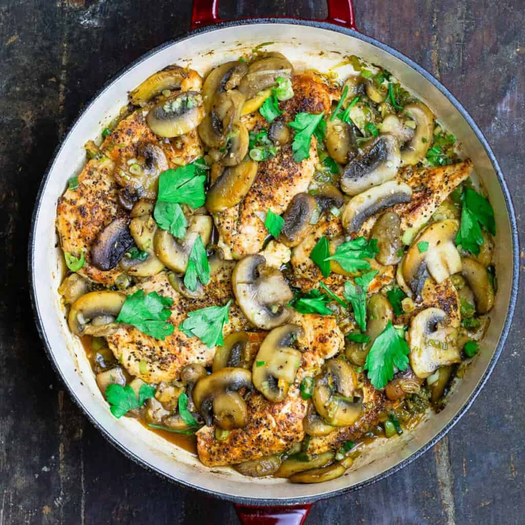 20-Minute Skillet Mushroom Chicken | The Mediterranean Dish