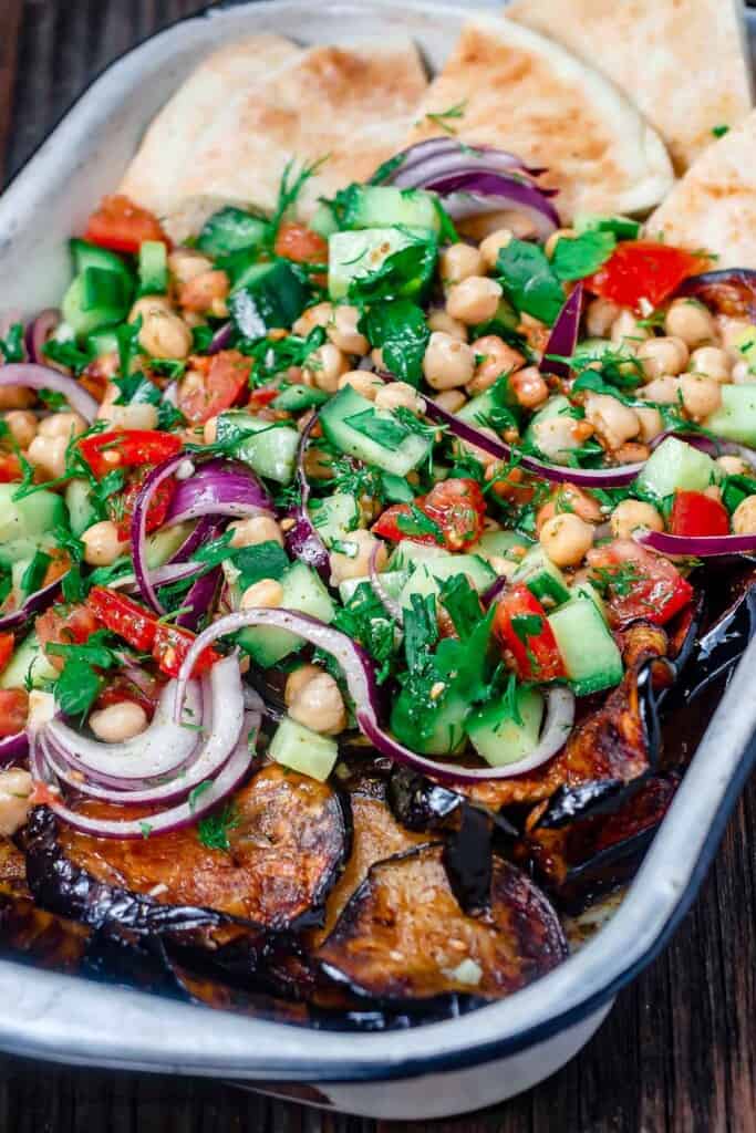 Mediterranean Chickpea Salad with Za’atar and Fried Eggplant | The ...