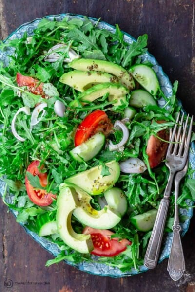 Simple Lemony Arugula Salad with Avocado | The Mediterranean Dish