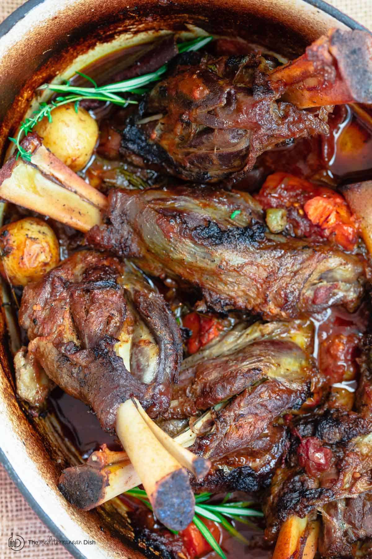 Red Wine Braised Lamb Shanks - Basil And Bubbly