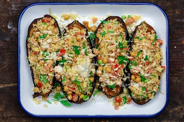 Easy Mediterranean Stuffed Eggplant (Vegetarian) | The Mediterranean Dish