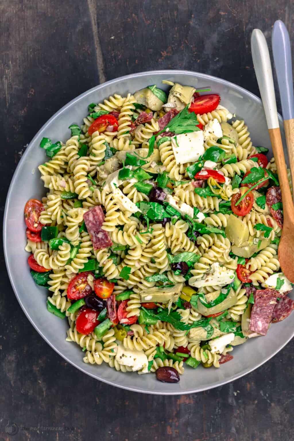 Loaded Italian Pasta Salad Recipe | The Mediterranean Dish