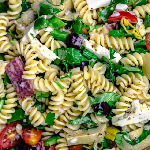 Loaded Italian Pasta Salad Recipe | The Mediterranean Dish