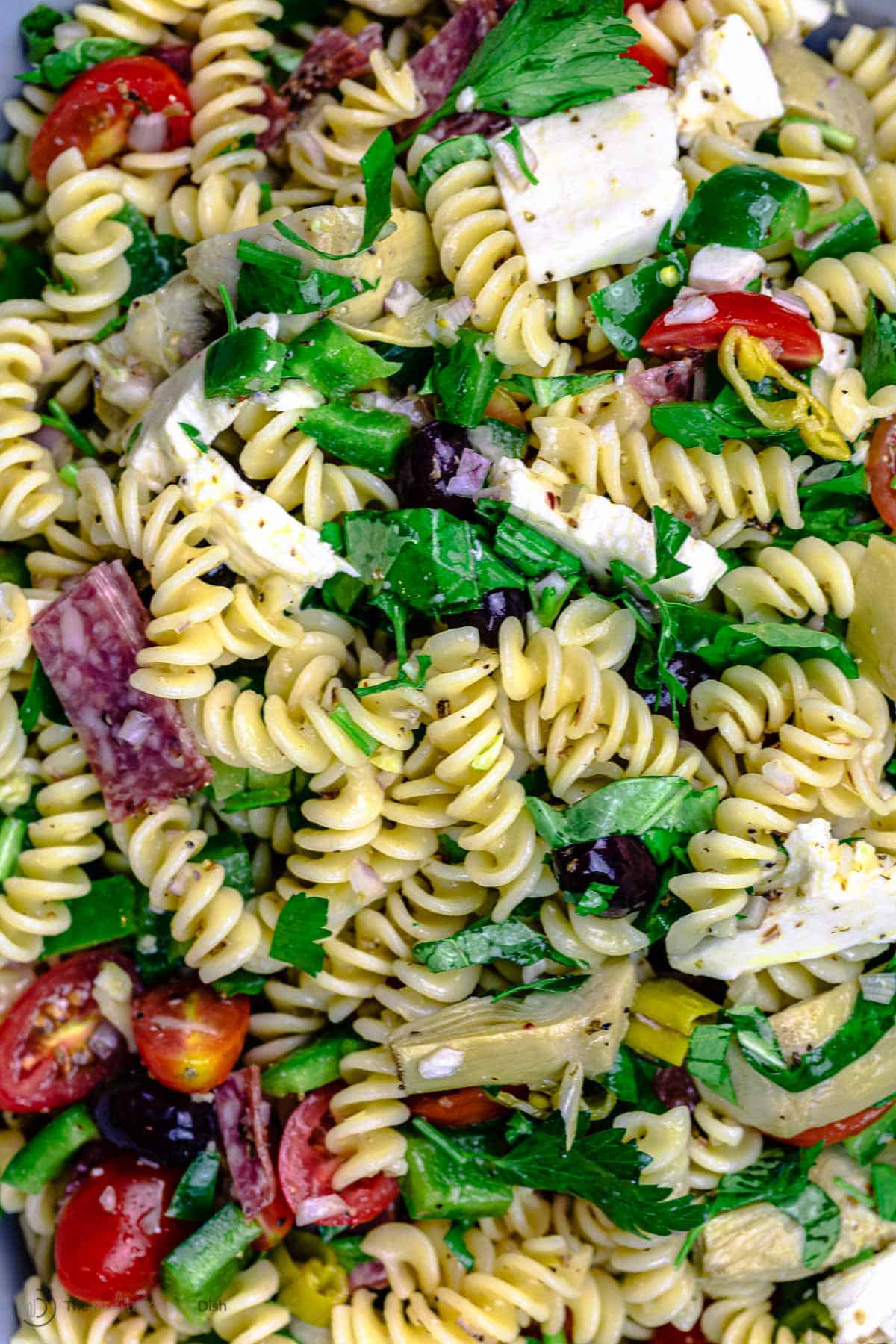 Loaded Italian Pasta Salad Recipe | The Mediterranean Dish