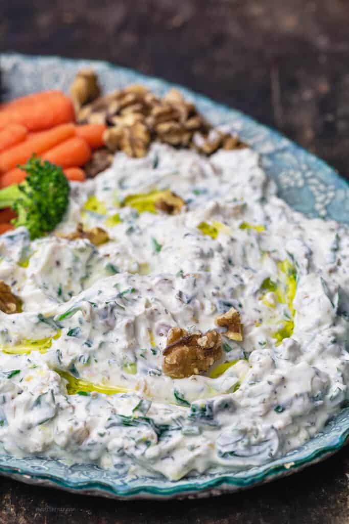 Greek Yogurt Dip with Spinach and Walnuts The Mediterranean Dish