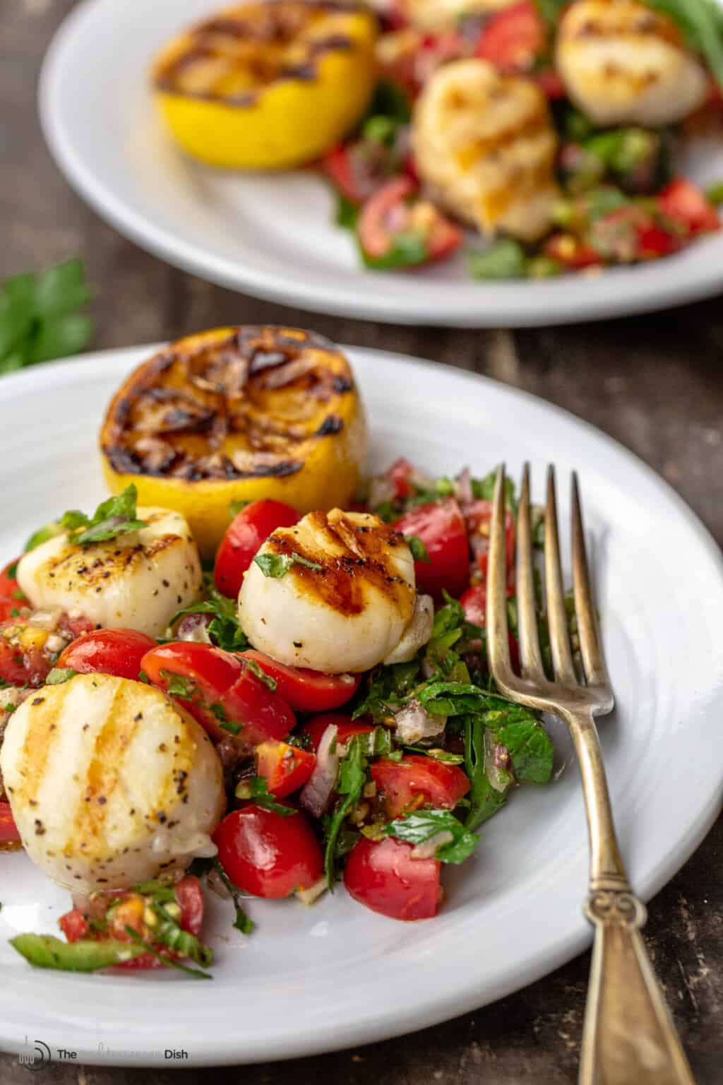 Easy Grilled Scallops With Mediterranean Salsa L The Mediterranean Dish 0251