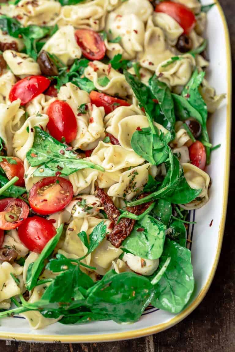 Easy Spinach Tortellini Salad l The Mediterranean Dish