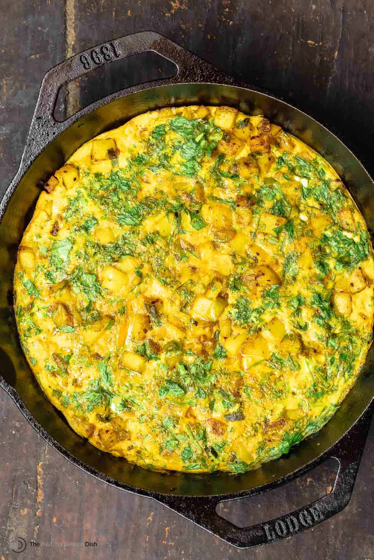 Herby Potato Frittata Recipe (Baked Omelet) - The Mediterranean Dish