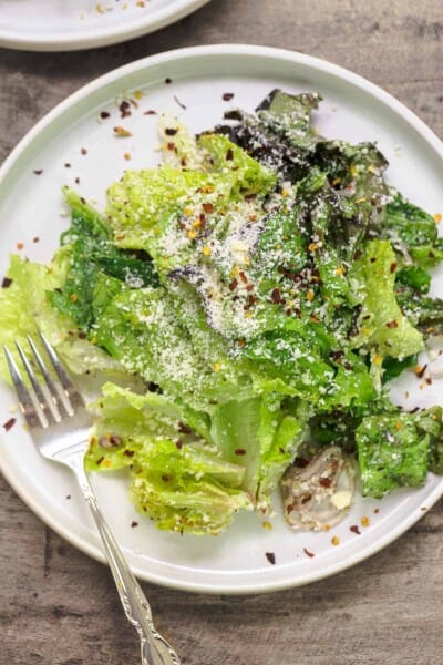 5-Minute Lemon Parmesan Lettuce Salad | The Mediterranean Dish