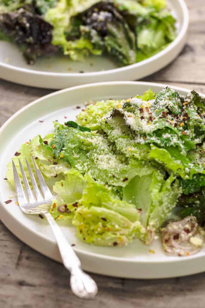 5 Minute Lemon Parmesan Lettuce Salad The Mediterranean Dish