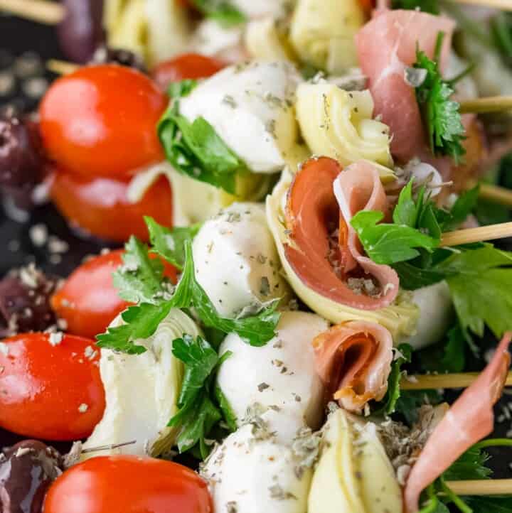 Italian Antipasto Skewers (Antipasto Recipe) | The Mediterranean Dish