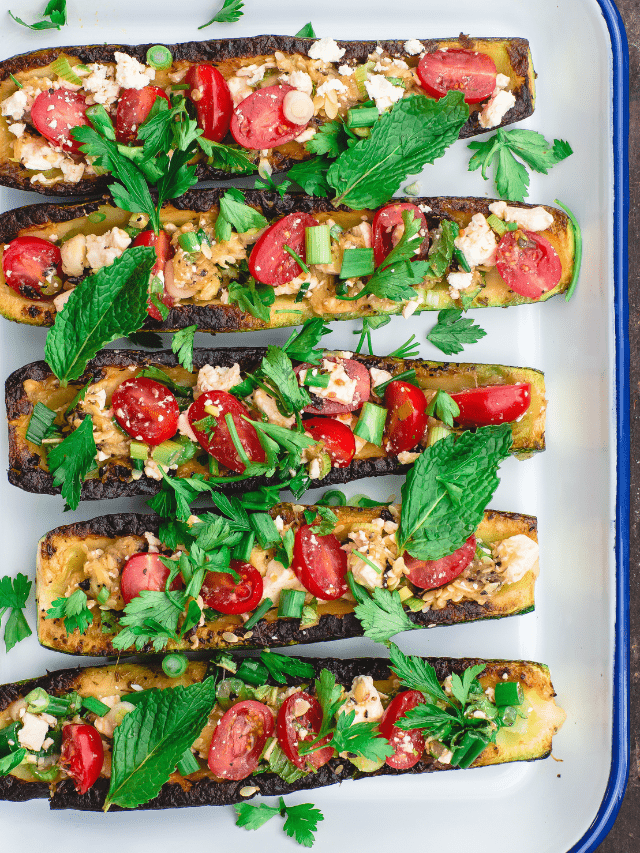 Stuffed Zucchini Boats with Tomato and Feta - The Mediterranean Dish