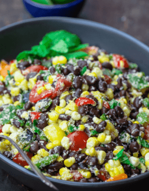 black bean and corn salad web story poster image.