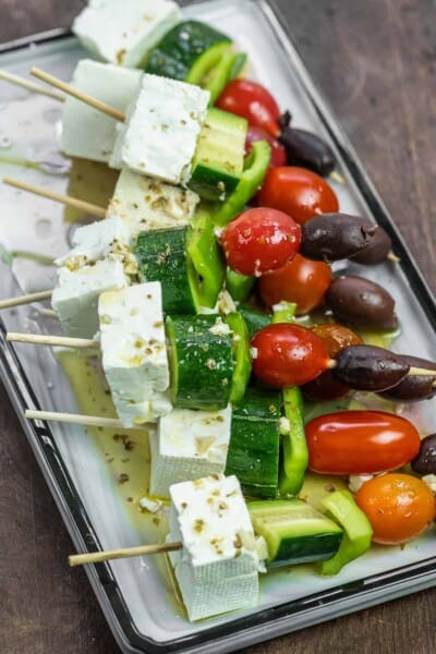 Greek Salad Skewers (Party Skewers) | The Mediterranean Dish