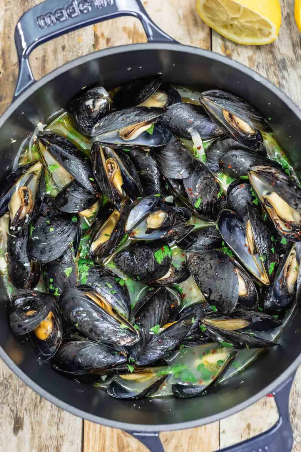 Steamed Mussels in White Wine Broth The Mediterranean Dish