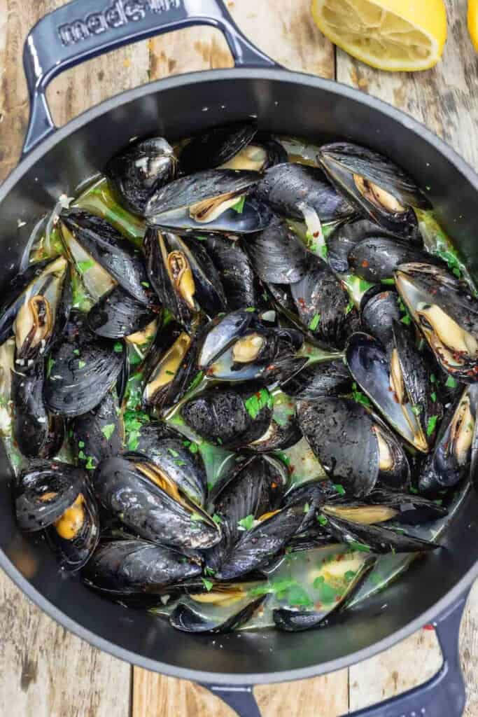 Steamed Mussels in White Wine Broth | The Mediterranean Dish