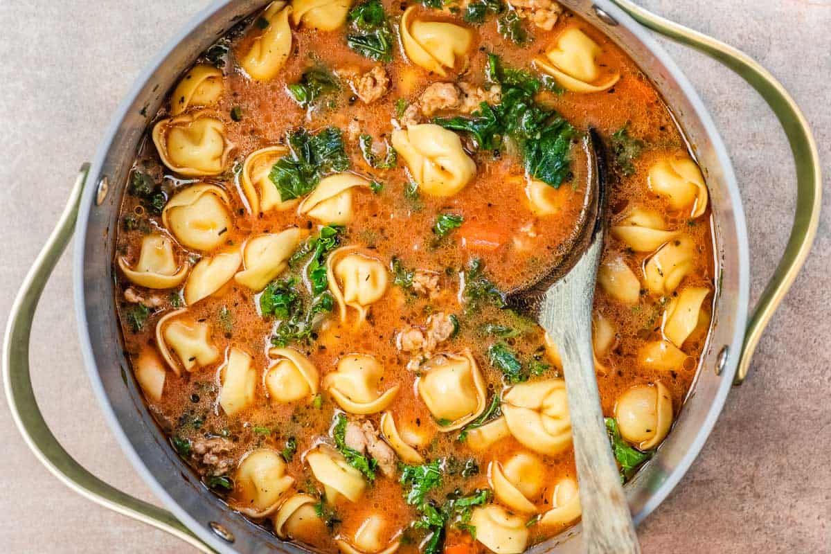 Creamy Sausage Tortellini Soup | The Mediterranean Dish