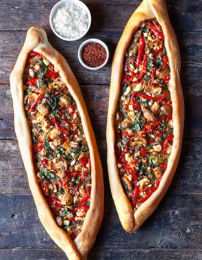 vegetarian turkish pide web story poster image.