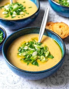 healthy potato soup web story poster image.