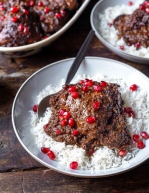 fesenjan persian pomegranate and walnut chicken stew web story poster image.