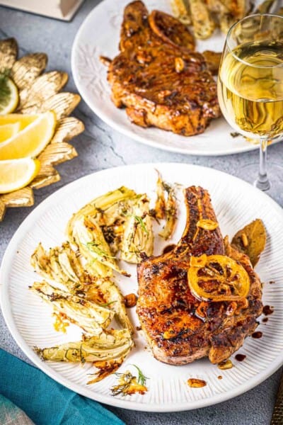 Pork Chops with Bay and Lemon | The Mediterranean Dish