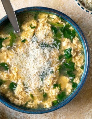 Stracciatella Italian Egg Soup web story poster image.