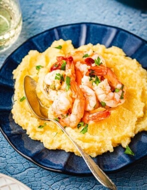 polenta and shrimp web story poster image.