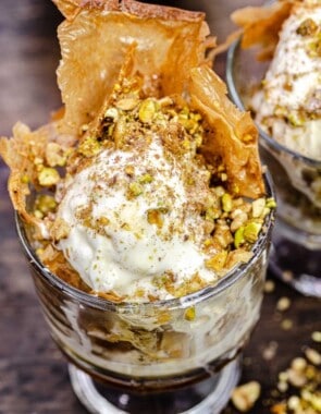 baklava ice cream sundae web story poster image.