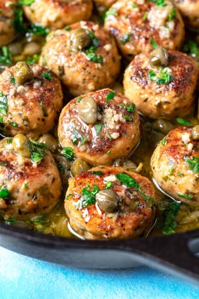 Chicken Meatballs With Piccata Sauce | The Mediterranean Dish