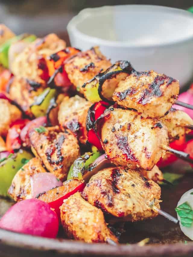 Grilled Chicken Kabobs With Zesty Garlic Marinade The Mediterranean Dish