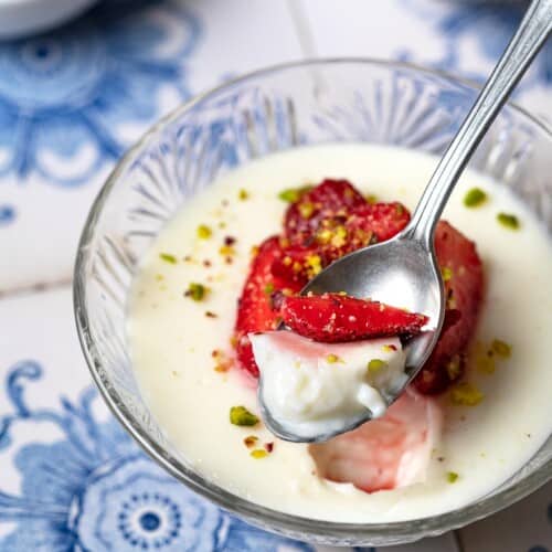 Mahalabia (Rose Water Milk Pudding) | The Mediterranean Dish